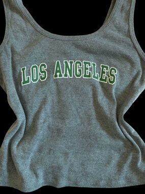 Gray Tank Top with "Los Angeles" Green Lettering